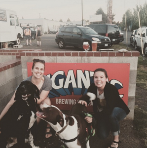 Beer Bestie, Beckie with #DannerBrasston and Jenna with #BulletTheDog at Gigantic