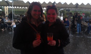 Beckie and I braving the rain for Biketobeer 2013!